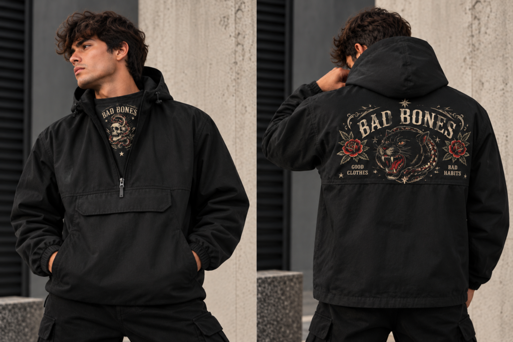 Anorak oversize black tiger