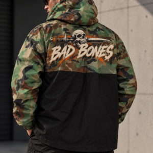 Anorak oversize militia black diseño bones