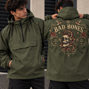 Anorak oversize color verde militar snake skull